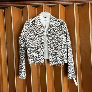 Pistola Leopard Print Cropped Denim Jacket, Size Small